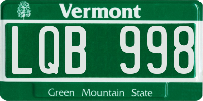VT license plate LQB998