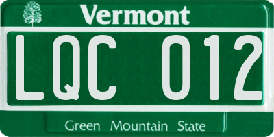 VT license plate LQC012