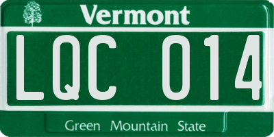 VT license plate LQC014