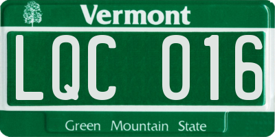 VT license plate LQC016