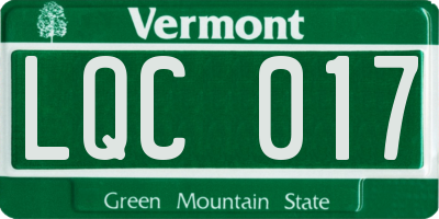 VT license plate LQC017
