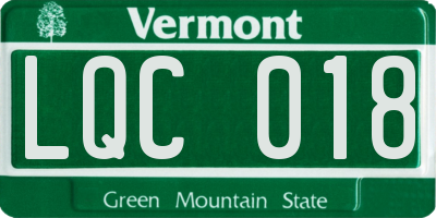 VT license plate LQC018