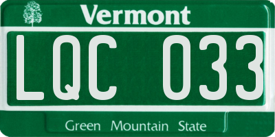 VT license plate LQC033