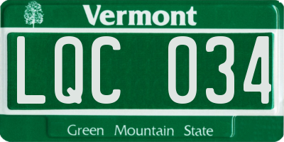 VT license plate LQC034