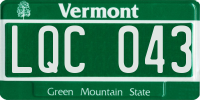 VT license plate LQC043