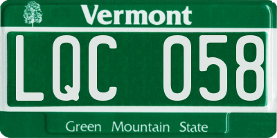 VT license plate LQC058