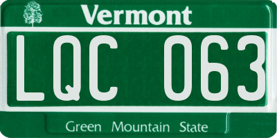 VT license plate LQC063