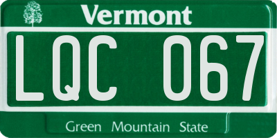 VT license plate LQC067
