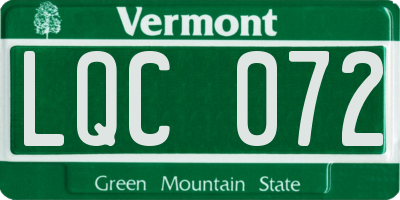 VT license plate LQC072