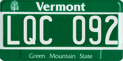 VT license plate LQC092