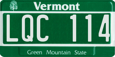 VT license plate LQC114