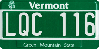 VT license plate LQC116