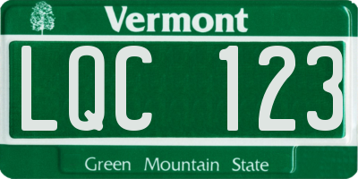 VT license plate LQC123
