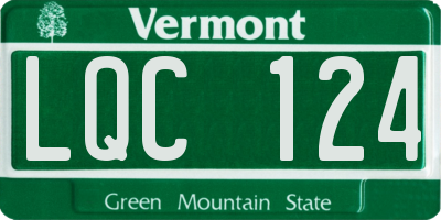 VT license plate LQC124