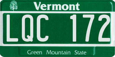 VT license plate LQC172