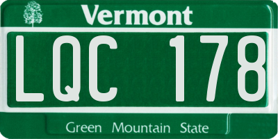 VT license plate LQC178