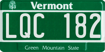 VT license plate LQC182