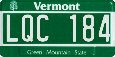 VT license plate LQC184