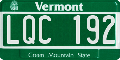 VT license plate LQC192
