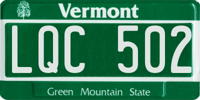 VT license plate LQC502