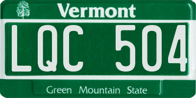 VT license plate LQC504