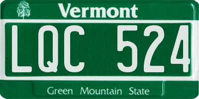 VT license plate LQC524