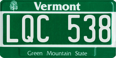 VT license plate LQC538