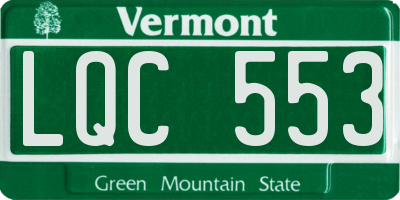 VT license plate LQC553