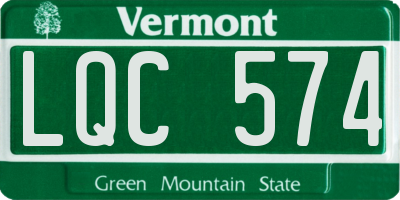 VT license plate LQC574
