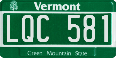 VT license plate LQC581