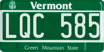 VT license plate LQC585