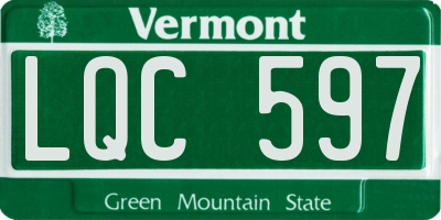 VT license plate LQC597