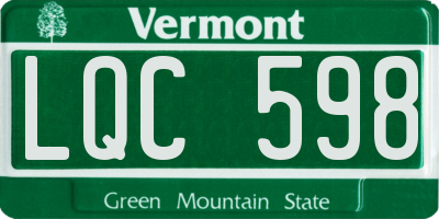 VT license plate LQC598