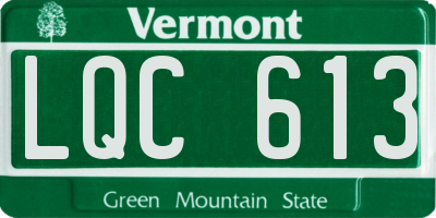 VT license plate LQC613