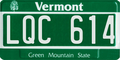 VT license plate LQC614