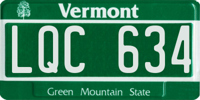 VT license plate LQC634