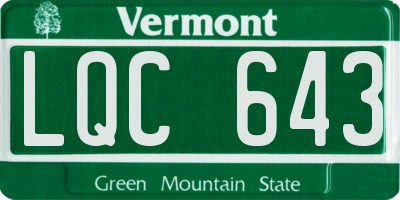 VT license plate LQC643