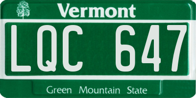 VT license plate LQC647