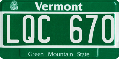 VT license plate LQC670