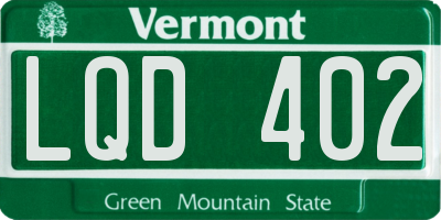 VT license plate LQD402