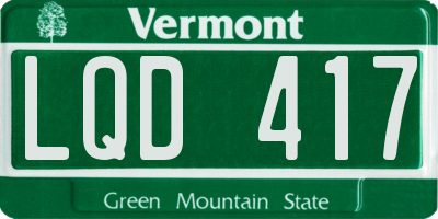 VT license plate LQD417