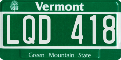 VT license plate LQD418