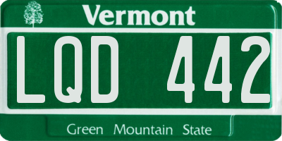 VT license plate LQD442