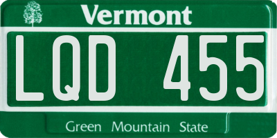 VT license plate LQD455
