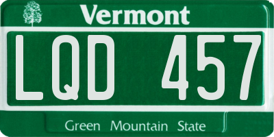 VT license plate LQD457