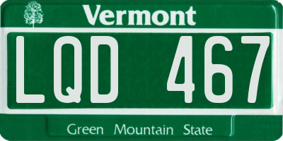 VT license plate LQD467