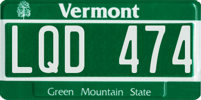 VT license plate LQD474
