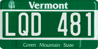 VT license plate LQD481