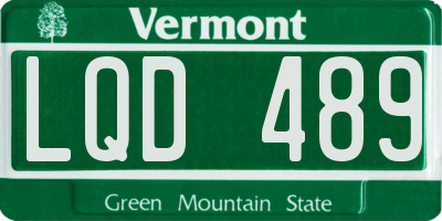 VT license plate LQD489