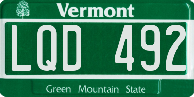 VT license plate LQD492